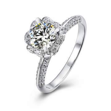 Classic Luxury  Ring Moissanite Jewelry Four Prong Diamond Set in 925  Pure Silver Square Holder  With Good Quality